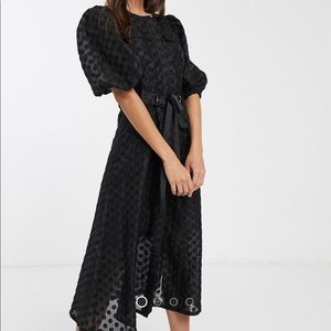 Asos Design - dot midi dress black